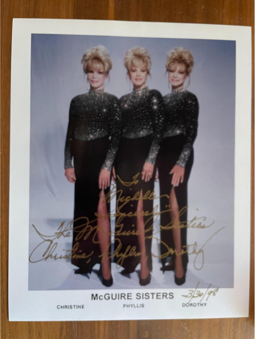 McGuire Sisters Photo Country Music Band Autographed 8x10 Photo Signed Photo